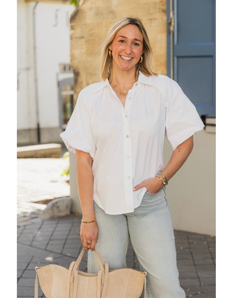 21Jewelz Effen blouse met korte pofmouw - wit