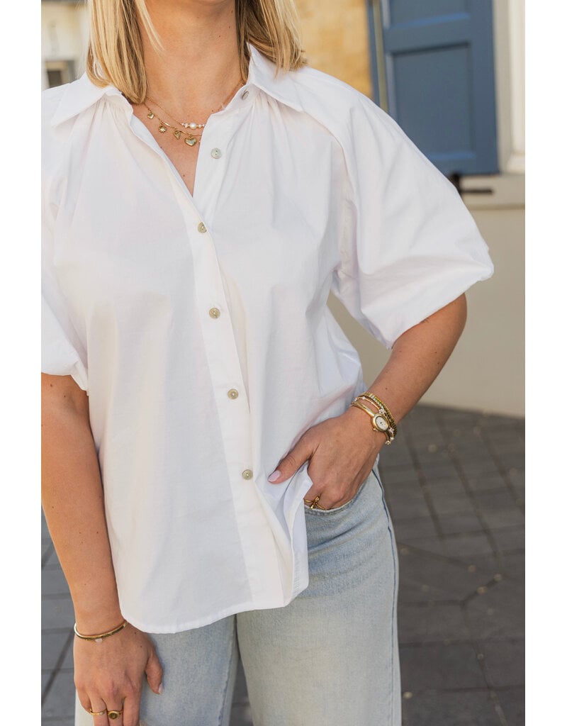 21Jewelz Effen blouse met korte pofmouw - wit