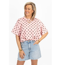 21Jewelz Cropped shirt met stippen - roze