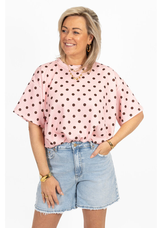 21Jewelz Cropped shirt met stippen - roze