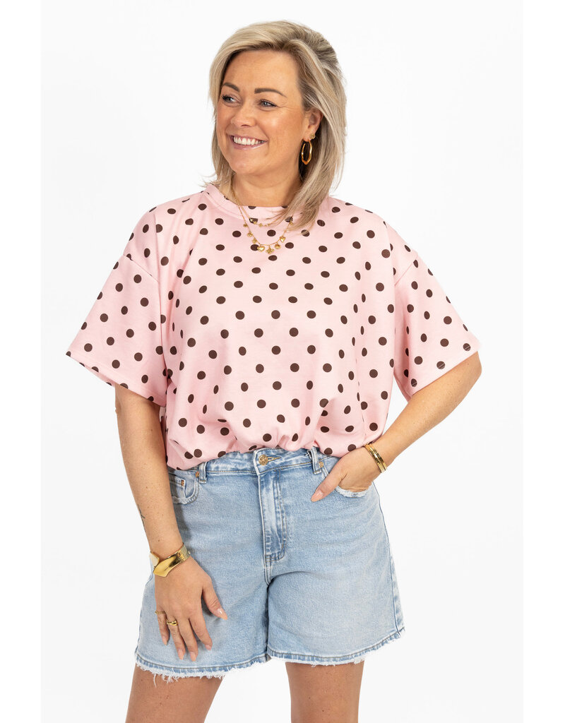 21Jewelz Cropped shirt met stippen - roze