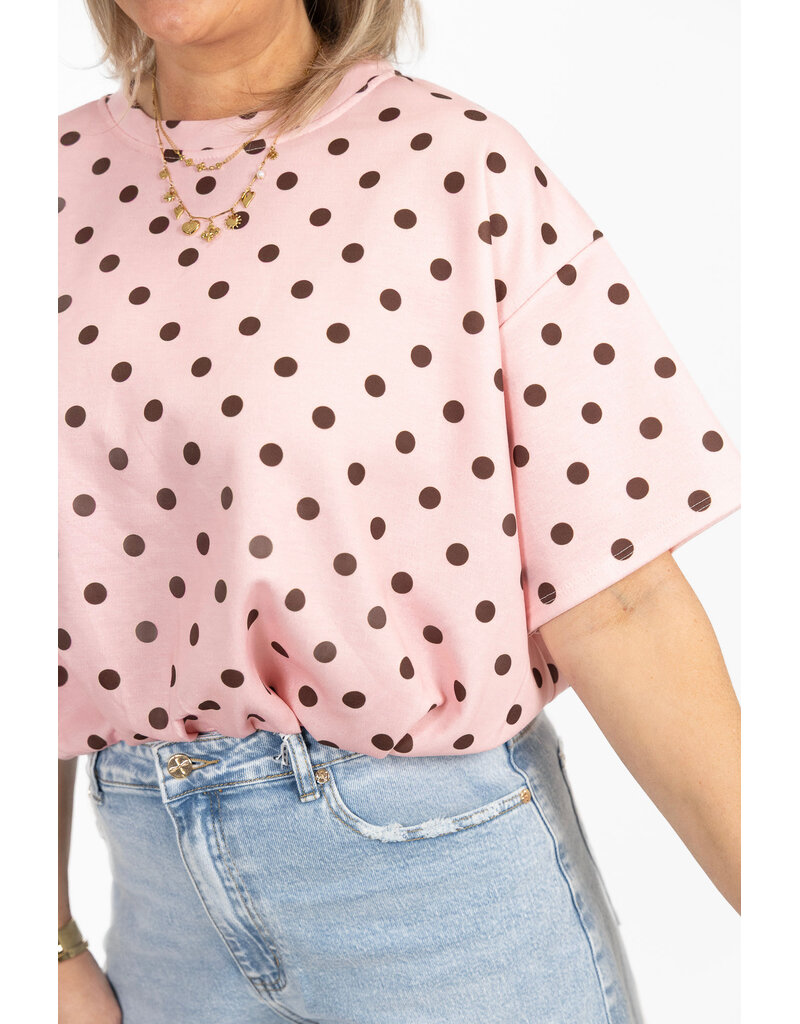 21Jewelz Cropped shirt met stippen - roze