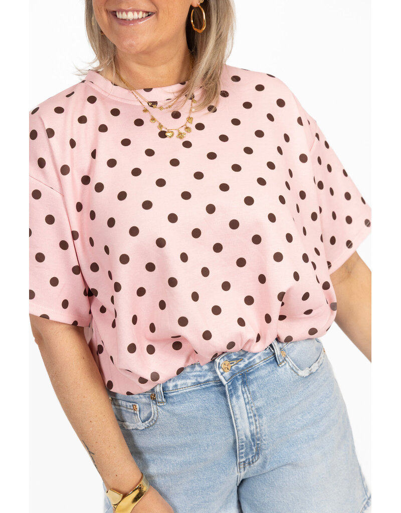 21Jewelz Cropped shirt met stippen - roze