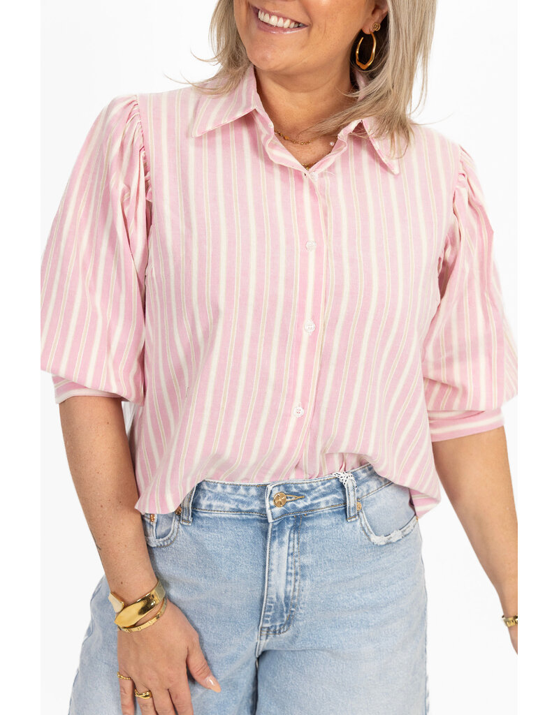 21Jewelz Blouse met meerkleurige streepjes - roze
