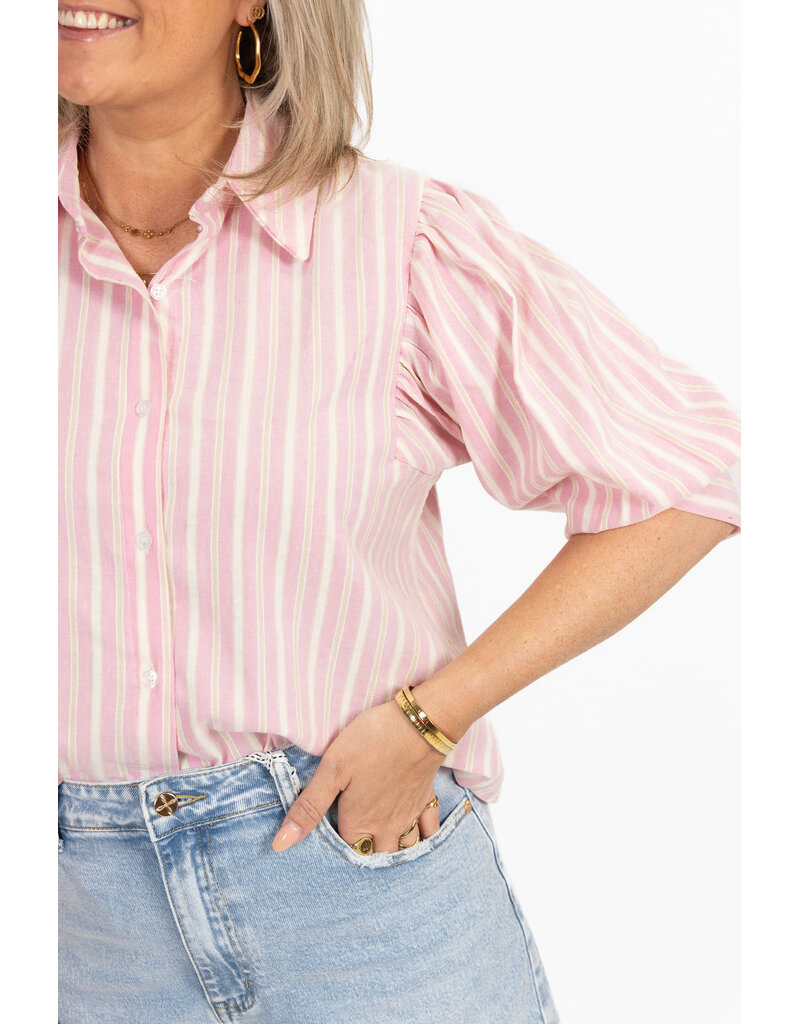 21Jewelz Blouse met meerkleurige streepjes - roze