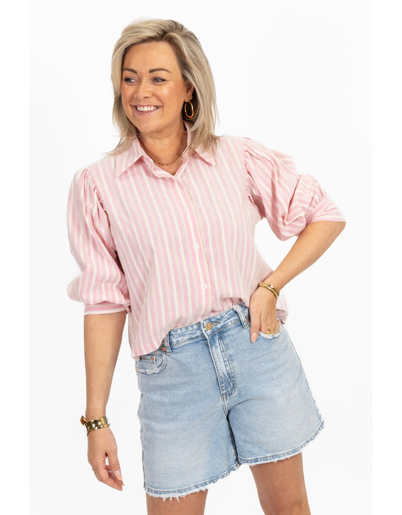 21Jewelz Blouse met meerkleurige streepjes - roze