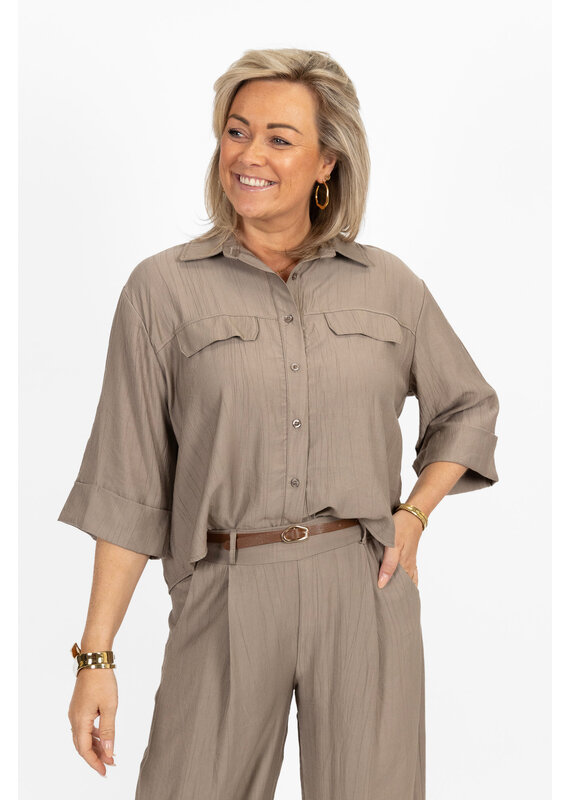 21Jewelz Blouse met omgeslagen mouwtjes - taupe