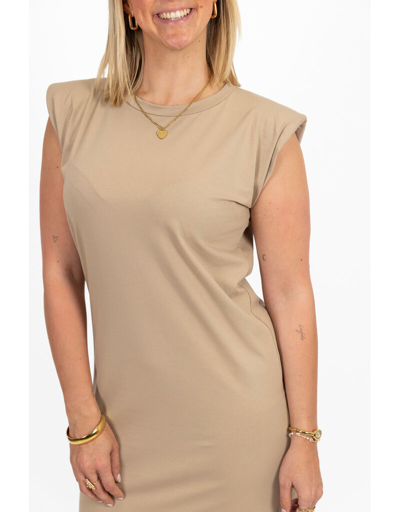 21Jewelz Lange jurk met schoudervulling - donker beige