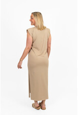 21Jewelz Lange jurk met schoudervulling - donker beige