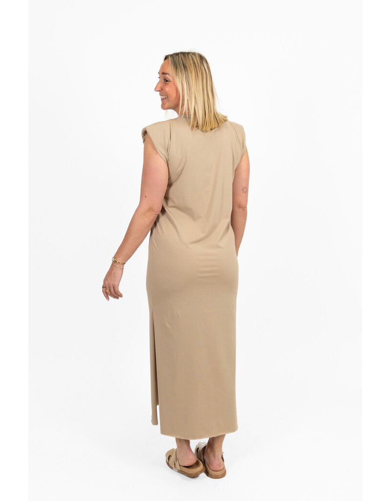 21Jewelz Lange jurk met schoudervulling - donker beige