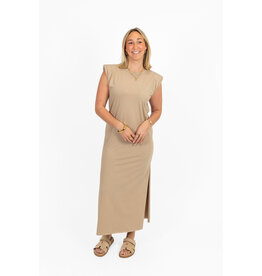 21Jewelz Lange jurk met schoudervulling - donker beige