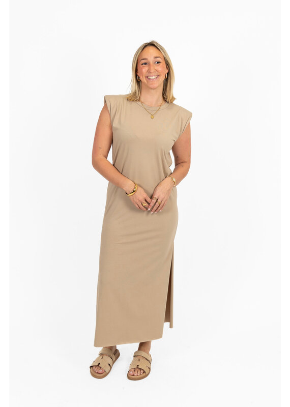 21Jewelz Lange jurk met schoudervulling - donker beige