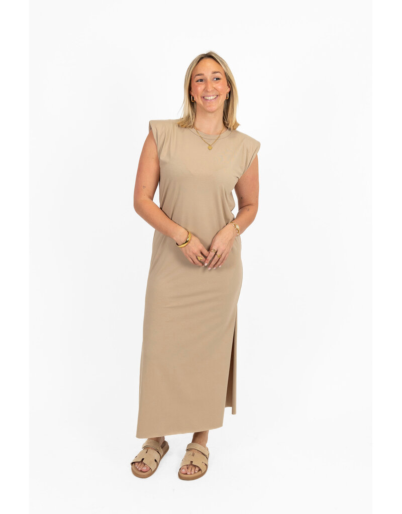 21Jewelz Lange jurk met schoudervulling - donker beige