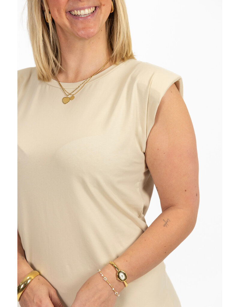 21Jewelz Lange jurk met schoudervulling - licht beige