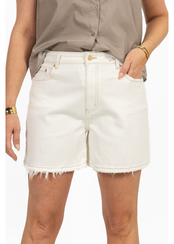 21Jewelz Jeans short met gouden details - ecru