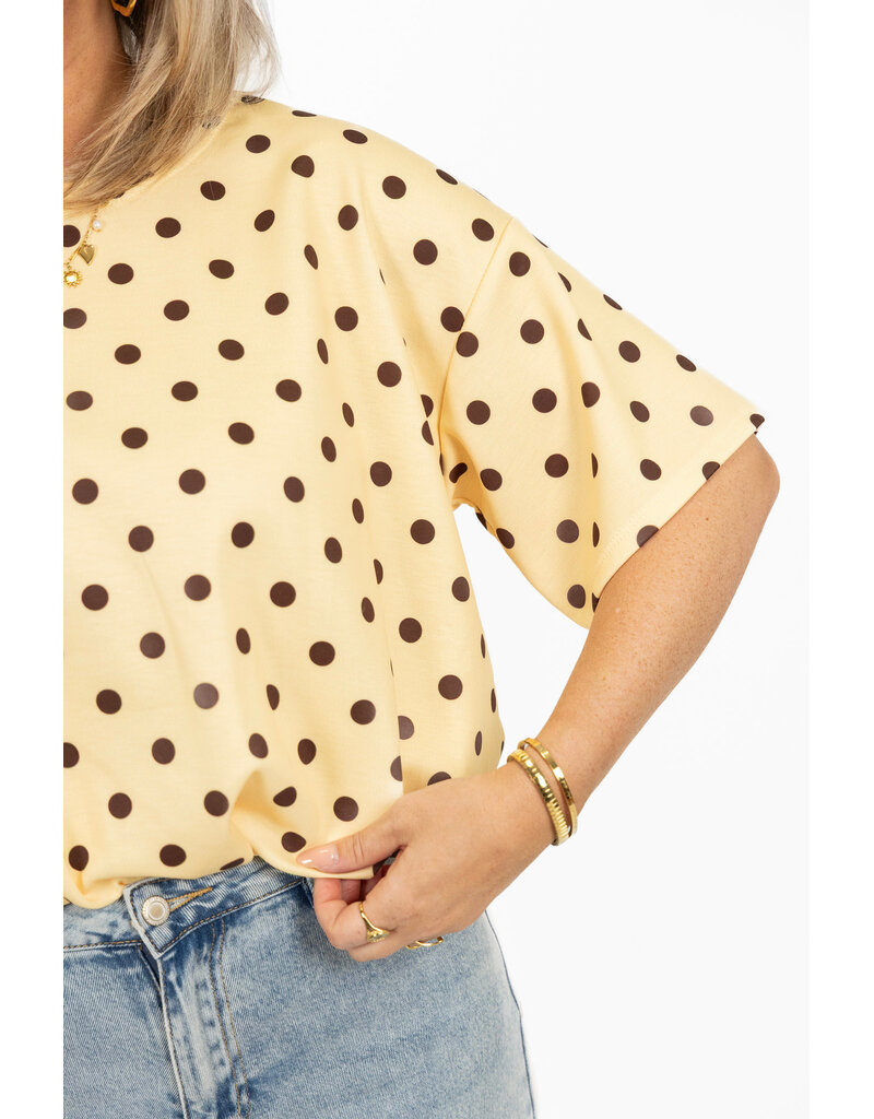 21Jewelz Cropped shirt met stippen - geel
