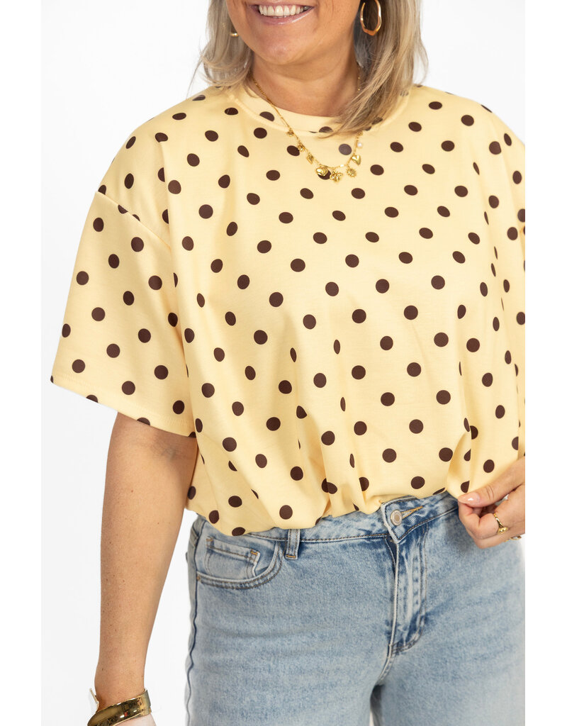 21Jewelz Cropped shirt met stippen - geel
