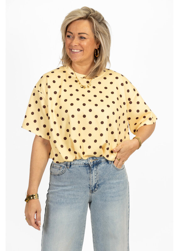 21Jewelz Cropped shirt met stippen - geel
