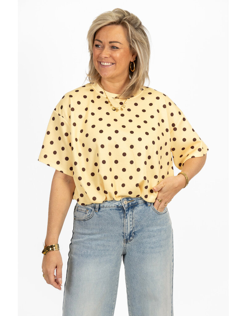 21Jewelz Cropped shirt met stippen - geel