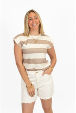 21Jewelz Top gestreept - taupe/wit
