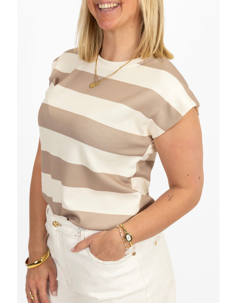 21Jewelz Top gestreept - taupe/wit
