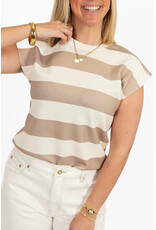 21Jewelz Top gestreept - taupe/wit