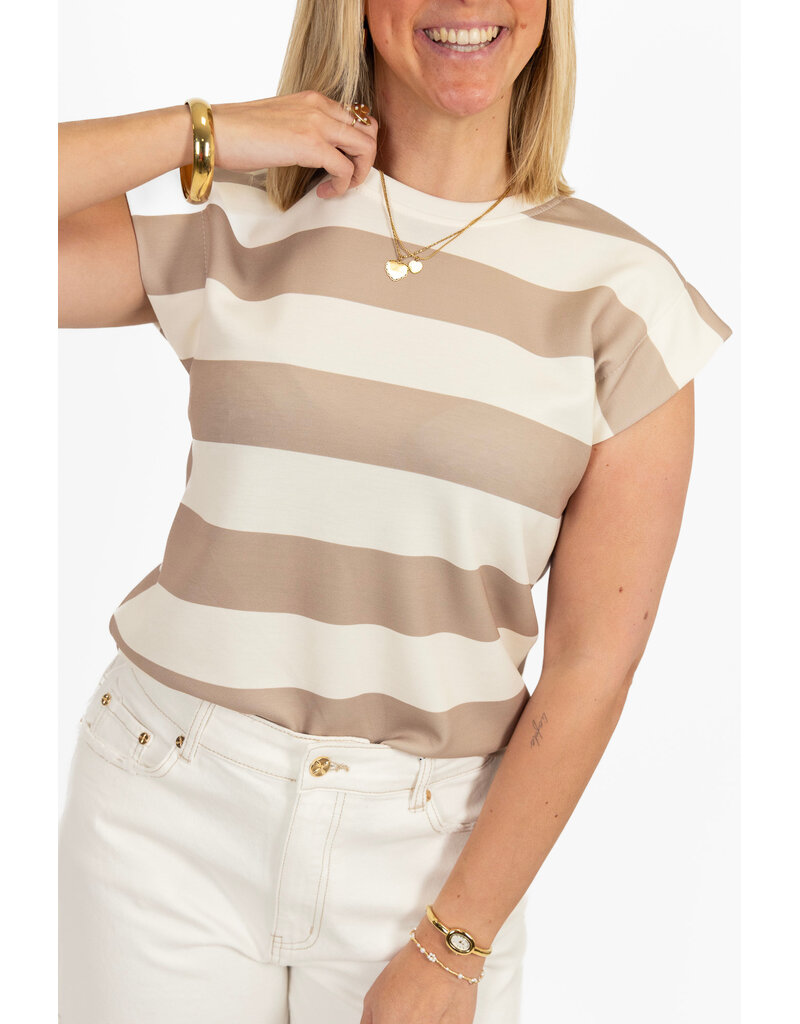 21Jewelz Top gestreept - taupe/wit