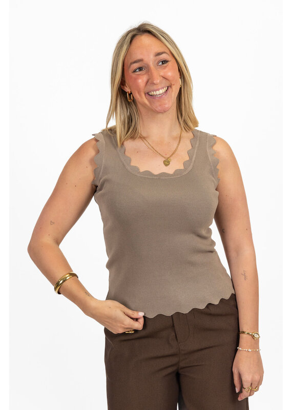 21Jewelz Basic zigzag top - taupe