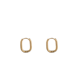 Go Dutch Label D&E - Smalle ovale oorringen 18mm - goud