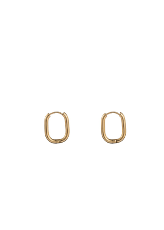 Go Dutch Label D&E - Smalle ovale oorringen 18mm - goud