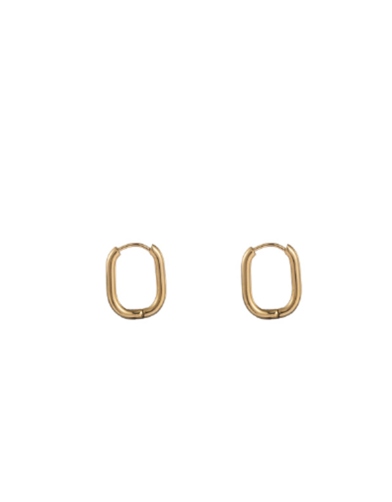Go Dutch Label D&E - Smalle ovale oorringen 18mm - goud