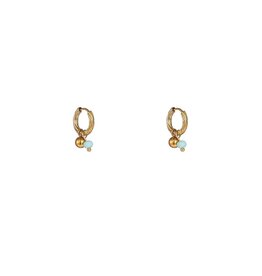 Go Dutch Label D&E - Small stone + ball hoop - goud/blauw