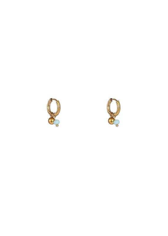 Go Dutch Label D&E - Small stone + ball hoop - goud/blauw