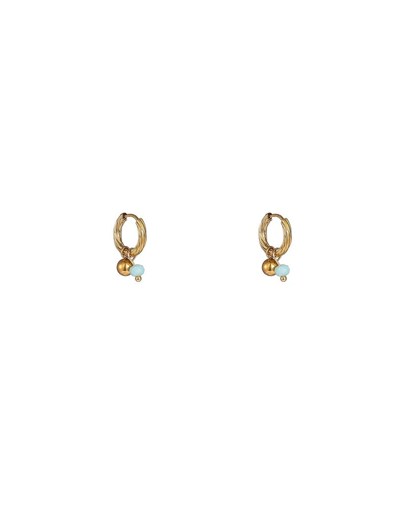 Go Dutch Label D&E - Small stone + ball hoop - goud/blauw