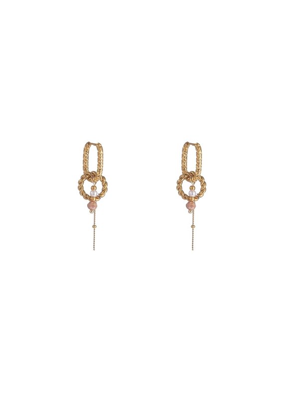 Go Dutch Label D&E - Round + stone hoop - taupe