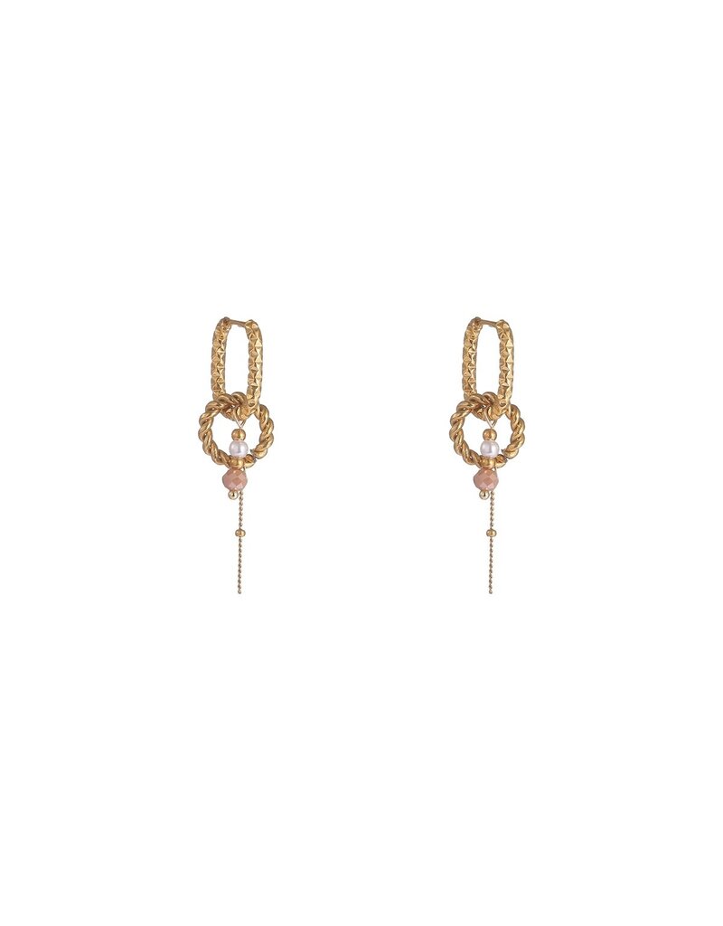 Go Dutch Label D&E - Round + stone hoop - taupe