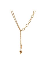 Go Dutch Label D&E - 2 hearts bold necklace - goud