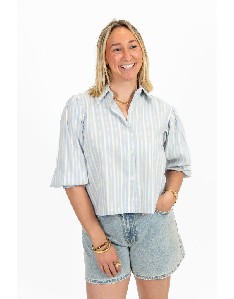 21Jewelz Blouse met meerkleurige streepjes - blauw