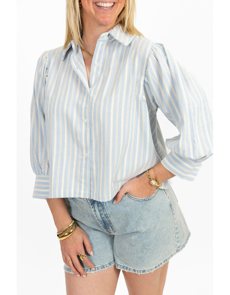 21Jewelz Blouse met meerkleurige streepjes - blauw