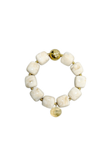 21Jewelz Statement armband met gouden details en kraal - marmer ecru