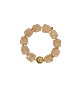21Jewelz Statement armband met gouden details en kraal - donker beige