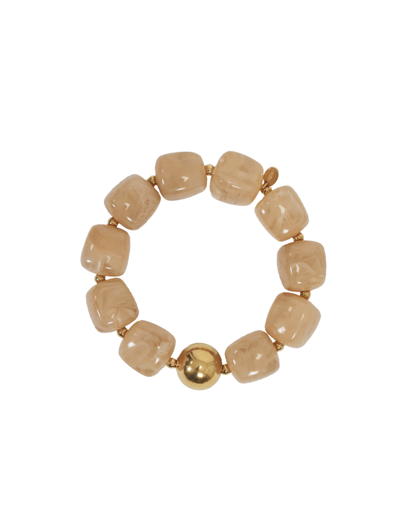 21Jewelz Statement armband met gouden details en kraal - donker beige
