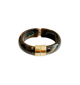 21Jewelz Statement bangle met gouden detail - bruin