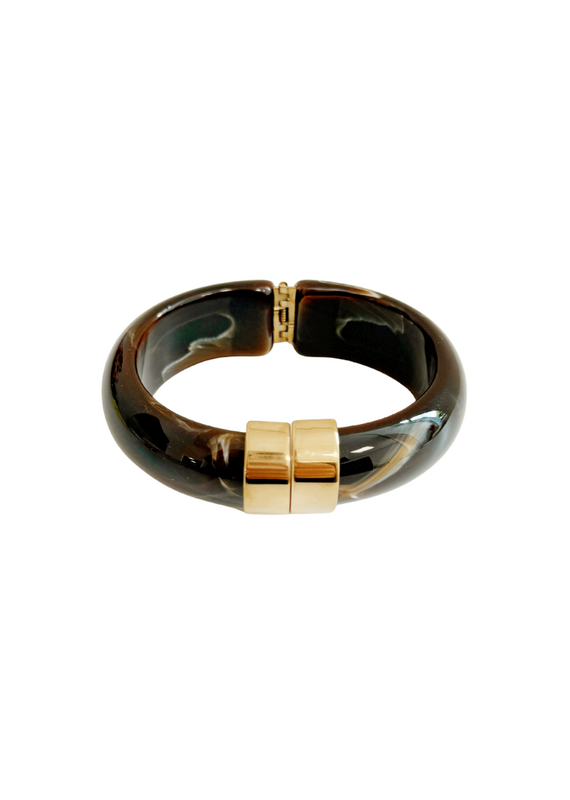 21Jewelz Statement bangle met gouden detail - bruin