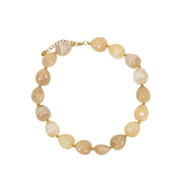 21Jewelz Statement ketting met organische kralen - marmer taupe