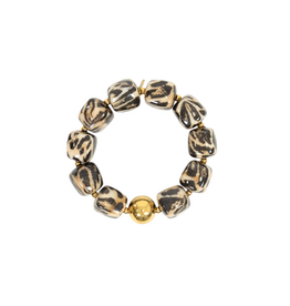 21Jewelz Statement armband met gouden details en kraal - panterprint
