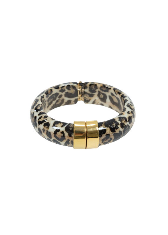 21Jewelz Statement bangle met gouden detail - panterprint