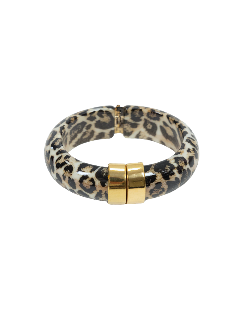 21Jewelz Statement bangle met gouden detail - panterprint
