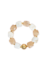 21Jewelz Statement armband met gouden details en kraal - ecru/taupe