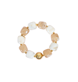 21Jewelz Statement armband met gouden details en kraal - ecru/taupe